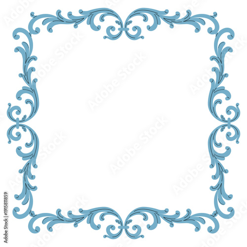 Wallpaper Mural Vintage Blue Filigree Flourish and Scrollwork Frame Torontodigital.ca