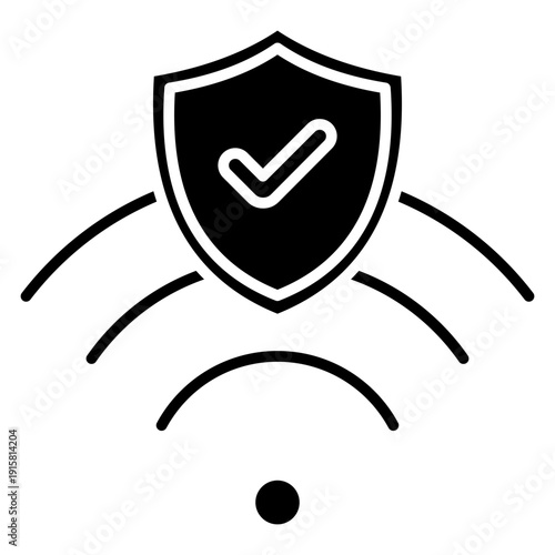 Secure Wifi Glyph Icon Illustration Vector