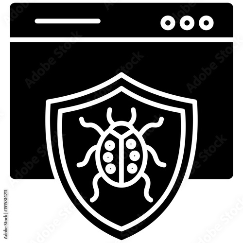 Antivirus Protection Glyph Icon Illustration Vector