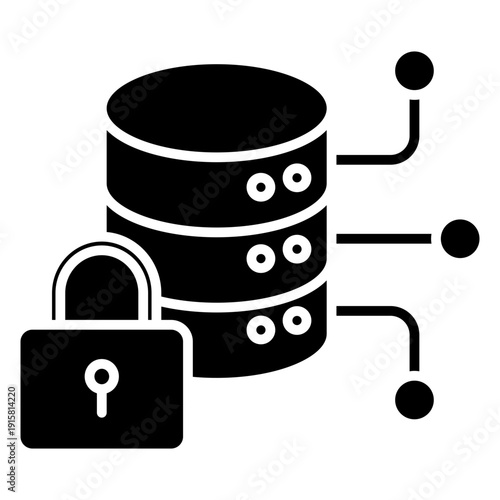 Data Encryption Glyph Icon Illustration Vector