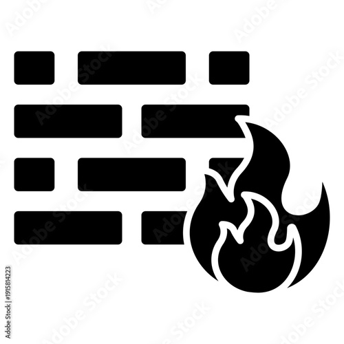 Fire Wall Glyph Icon Illustration Vector