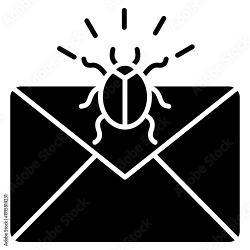 Email Virus Glyph Icon Illustration Vector