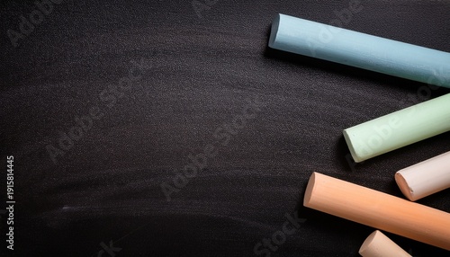Blank Blackboard With Chalk On Blackboard