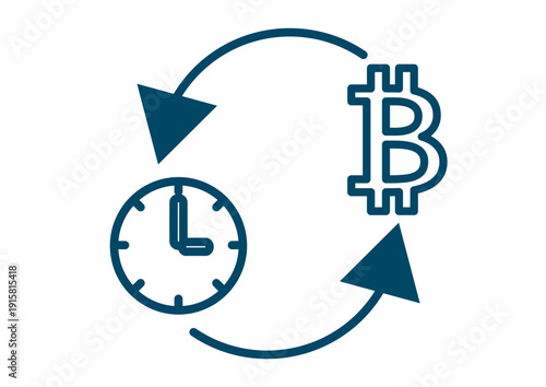 Circle with Time Watch and Financial Bitcoin Crypto Currency