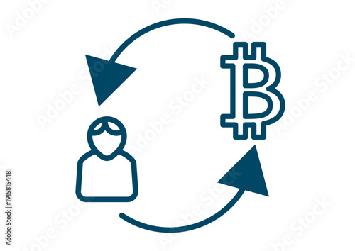 Circle with Person and Financial Bitcoin Crypto Currency