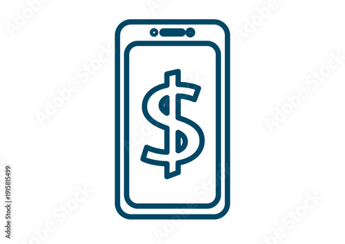 Cellphone Financial App with Dollar Symbol Sign