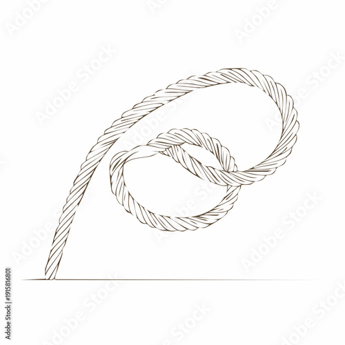 Detailed sketch of a twisted rope forming a knot.