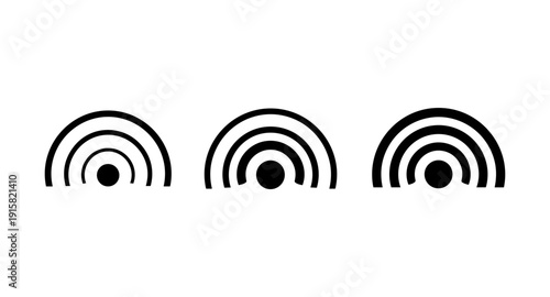 Three concentric semi-circles representing signal strength or Wi-Fi connection levels