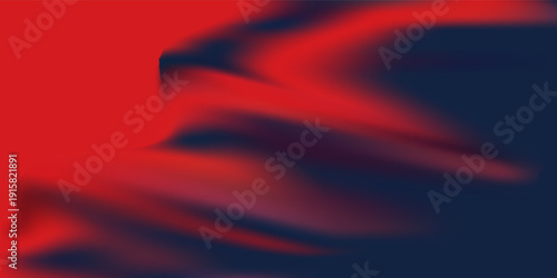 A dynamic abstract background features a bold contrast of red and navy blue separated by angled brush strokes, creating a visually striking and textured composition