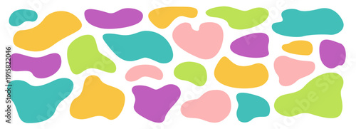 Abstract irregular organic set with color cute vector shape frame box. Hand drawn collage with abstract wavy background. Text rectangle banner with figure graphic shape