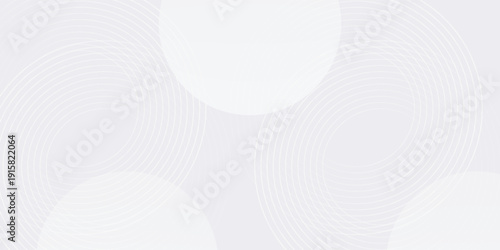Abstract modern white background with circles and circular stripes. Vector illustration wide banner graphic design template for presentation, annual report, wallpaper, banner, background or cover.