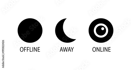 Status icons: offline, away, and online indicators on a white background