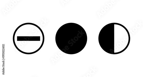 Three simple black and white graphic icons representing phases or states