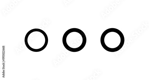 Three black circles in a row on a white background, representing a menu or options