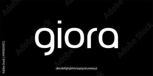 Vector illustration of a modern style rounded sans serif typeface featuring clean lines, smooth curves, and balanced geometric proportions.