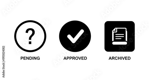 Status icons: pending, approved, and archived document states