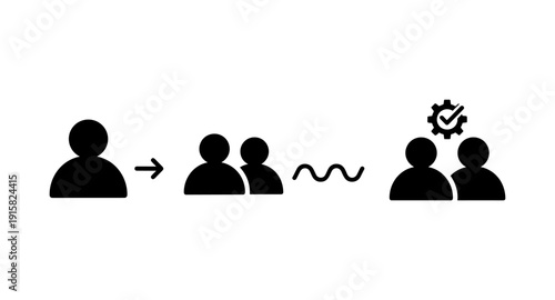 Teamwork process from individual to collaboration and successful outcome