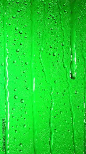 Green Screen water rainfall rain drops falling on window glass over chroma key scene 2 with distortion, overlay, glitch, static noise, scan lines black background, 4k animated video loop