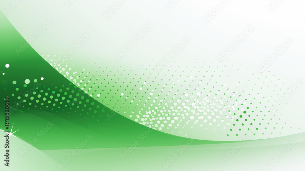 Obraz premium Abstract green banner with smooth curves and dotted patterns creates fresh and modern look, perfect for various design projects