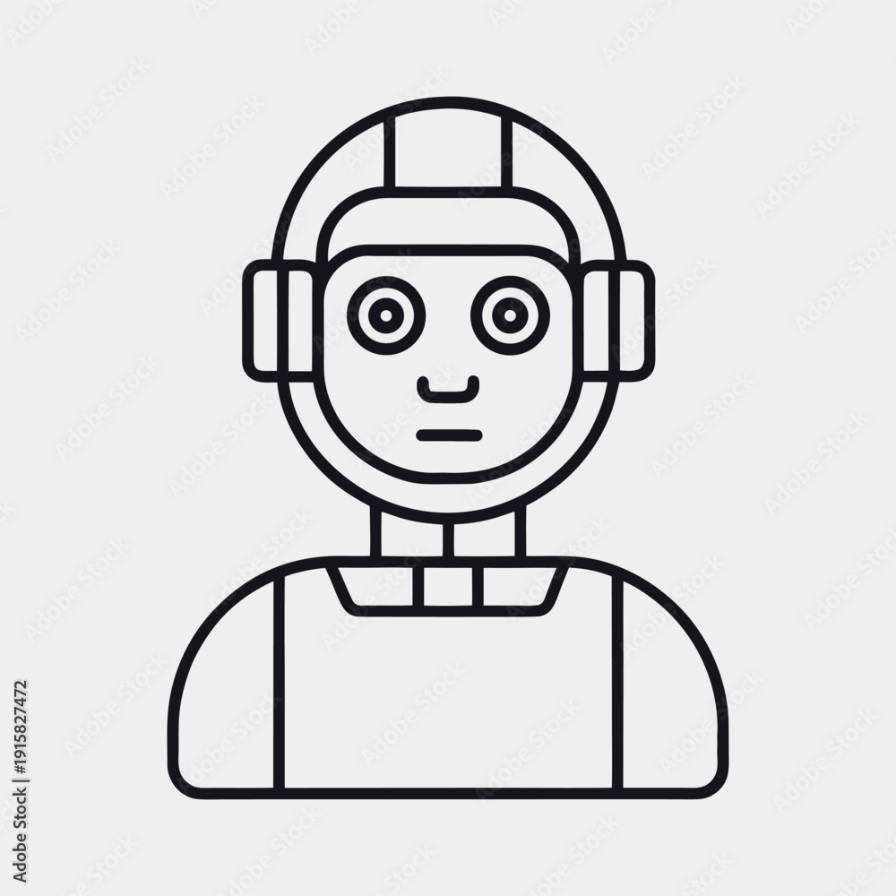 Obraz premium AI Assistant Outline Icon. Artificial Intelligence Virtual Helper Line Vector.