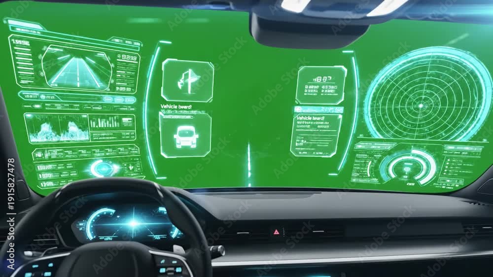 Vidéo Stock Green Screen car hud reveal automotive ai detection scene 2 ...