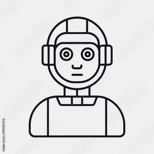AI Assistant Outline Icon. Artificial Intelligence Virtual Helper Line Vector.