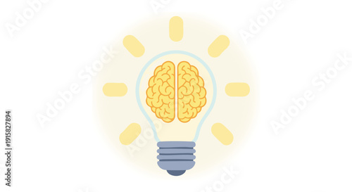 Creative Brain Lightbulb Idea Concept Illustration