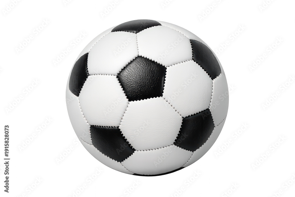 Obraz premium Soccer ball, classic black and white design, showing sports equipment with a global appeal, isolated on transparent background