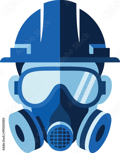 Personal Protective Equipment (PPE) Icon with Hard Hat Goggles and Respirator Mask