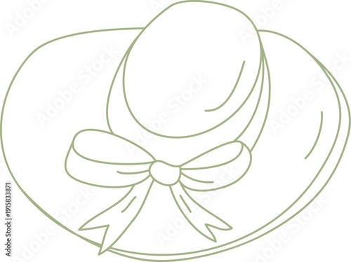 Hat With Ribbon Bow Line Art