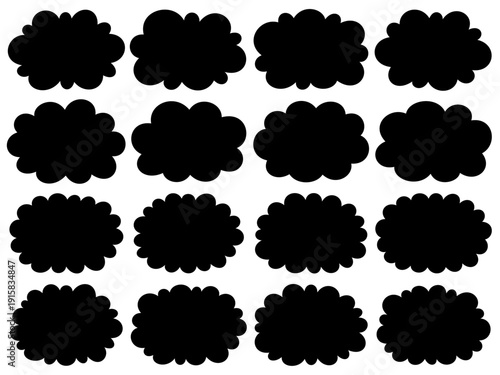 色々な雲型のシルエットフレームセット