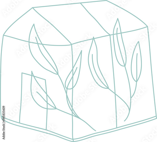 Greenhouse With Leaves Line Art