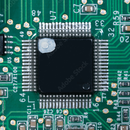 Small microprocessor soldered printed circuit board