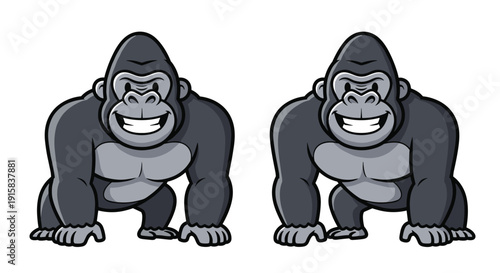 Cartoon Gorillas in Playful Pose.