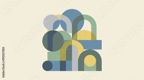 Modern abstract geometric shapes in harmonious colors