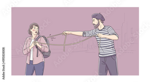 Man pointing finger at shocked woman.