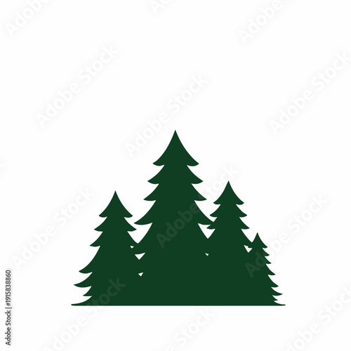 Simple Silhouette of Coniferous Trees in a Forest