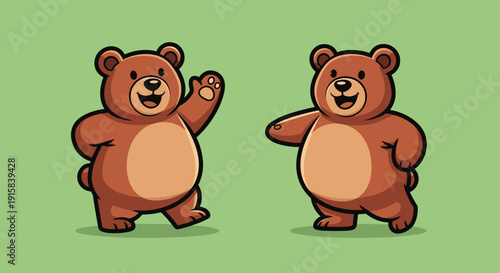 Two Cartoon Bears Standing and Gesturing.