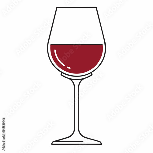 Stylized Wine Glass with Deep Red Wine and Subtle Reflection