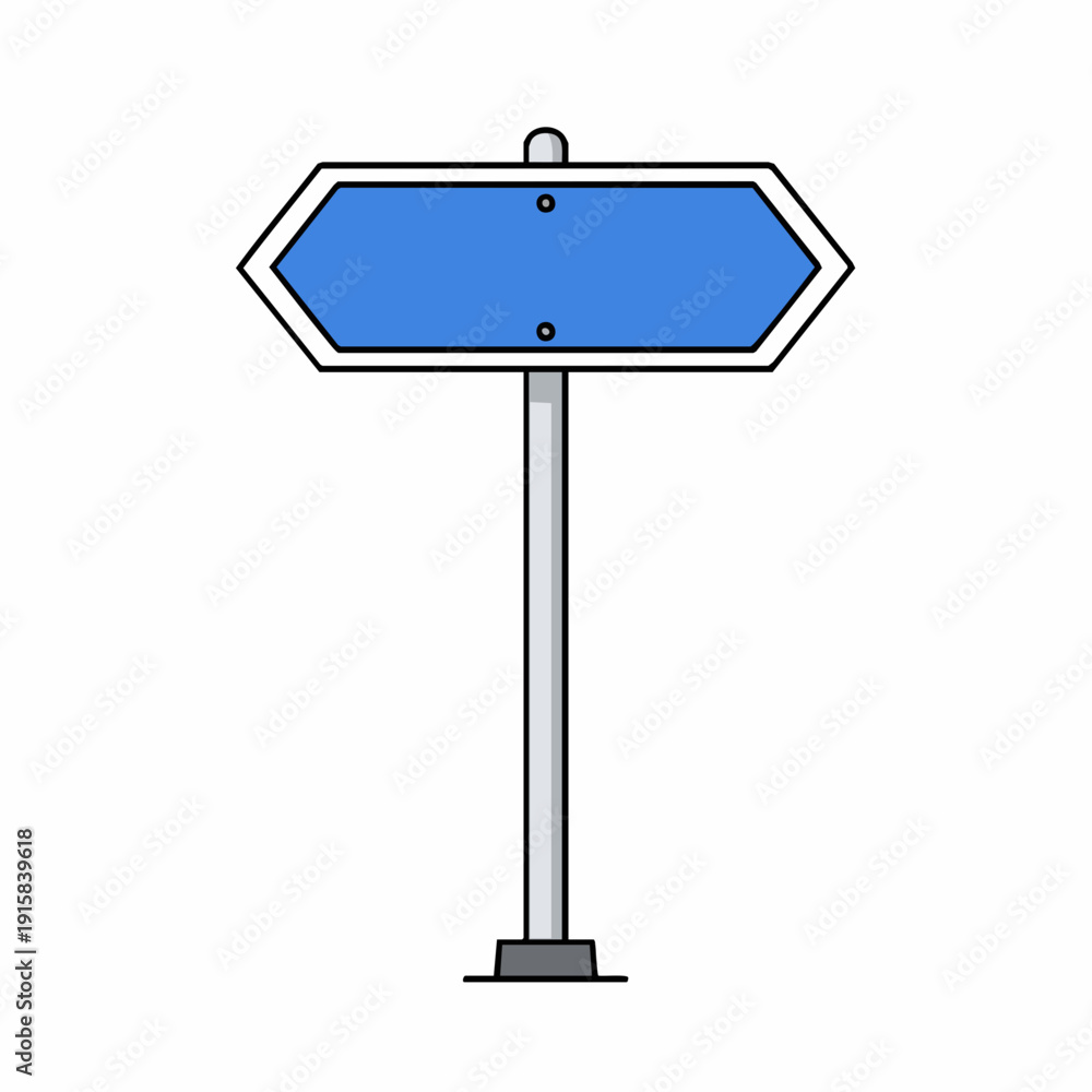Fototapeta premium Simple Blue Road Sign Indicating Direction and Guidance