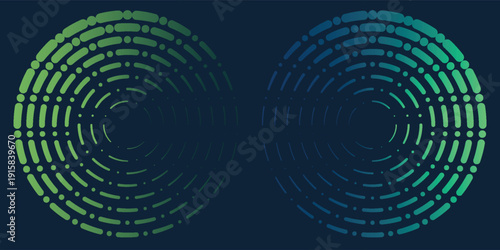 Blue abstract background with glowing circles. Swirl circular lines pattern. Geometric spiral. Twirl element. Modern graphic design. Futuristic technology concept. Vector illustration