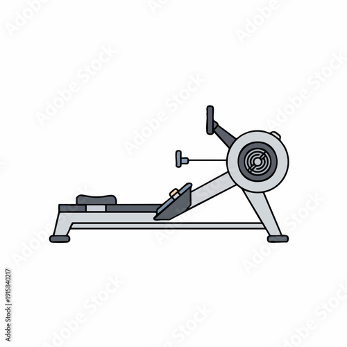 Detailed Illustration of a Modern Rowing Machine for Fitness and Exercise