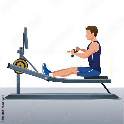 Man rowing on a machine