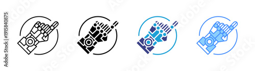 Bionic Hand icon set multiple style collection