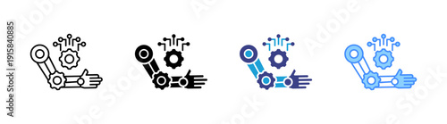 Biomechanical icon set multiple style collection