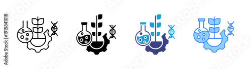 Biotech icon set multiple style collection