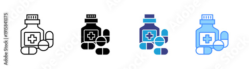 Drug icon set multiple style collection