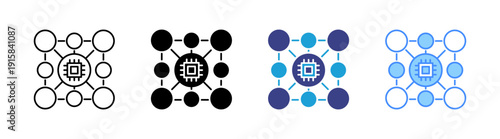 Nanotechnology icon set multiple style collection