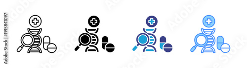 Biomedicine icon set multiple style collection
