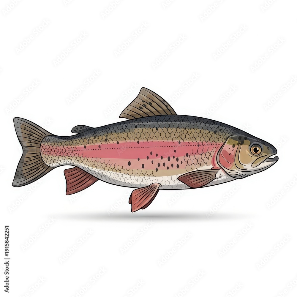 Fototapeta premium Rainbow Trout Fish Side View.